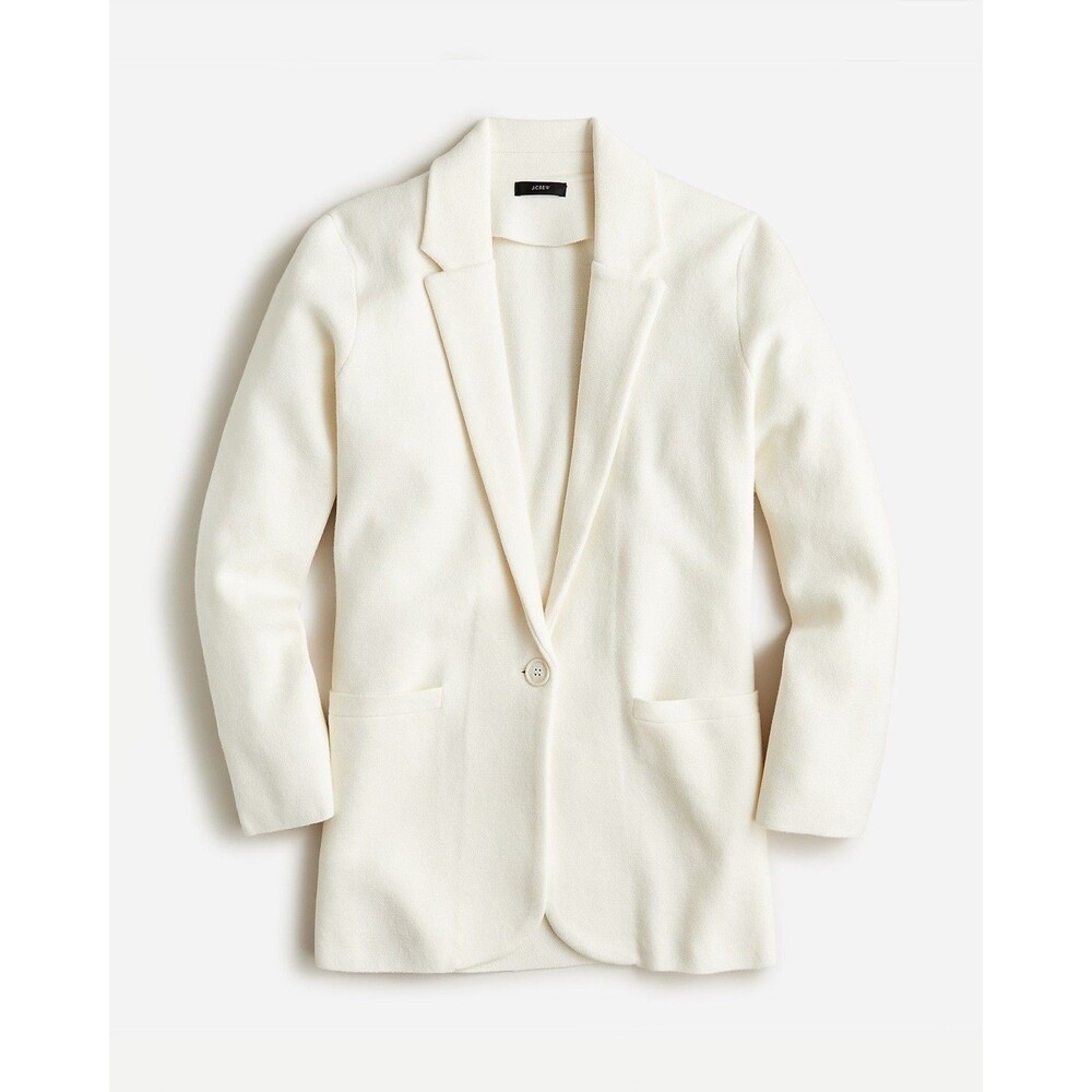 J Crew Sweater Blazer Small Merino Wool Cream Minimalist Relaxed Effortless Chic